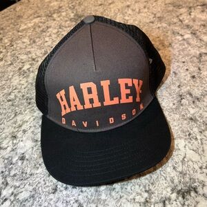 Harley Davidson Motorcycle Trucker Hat Black Mesh Adjustable Snapback Vintage